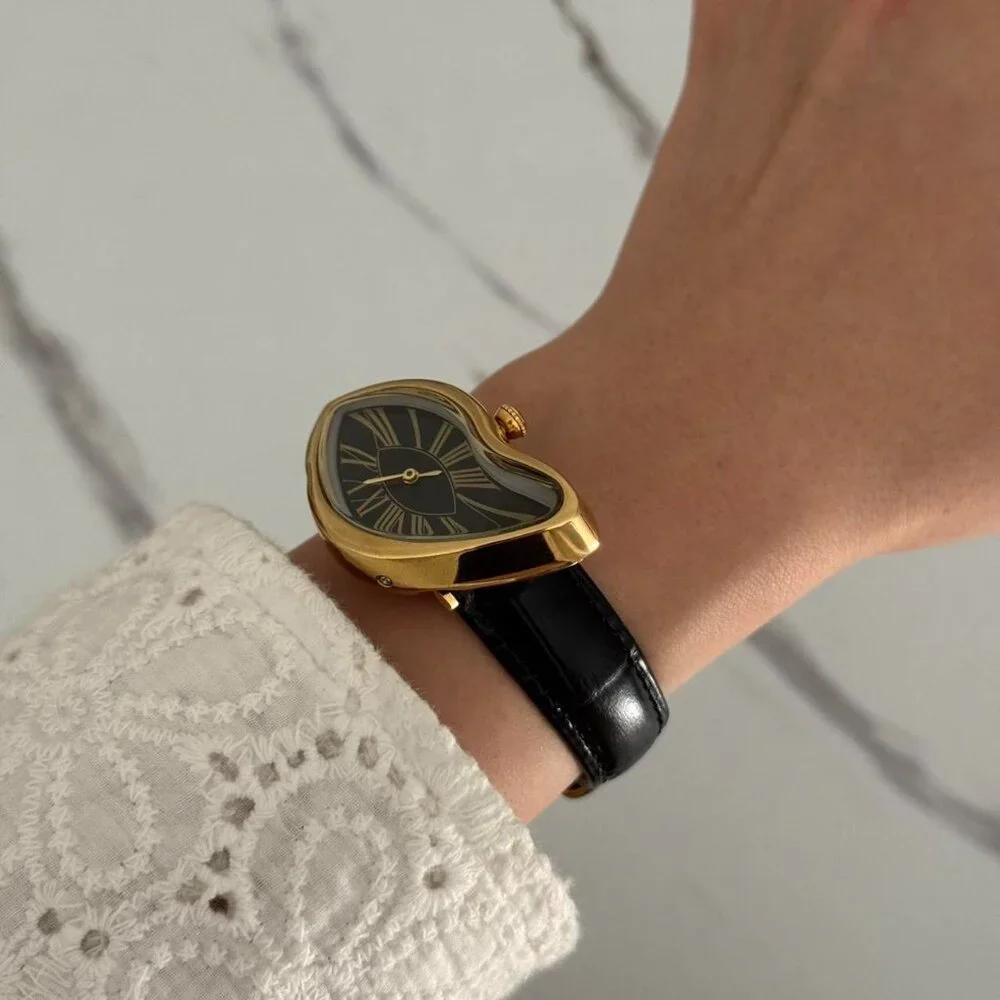 SKU0136 Retro Gold Black Women Asymmetrical Watch Bracelet + gift bag‎